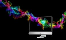 computer with a ray of color
