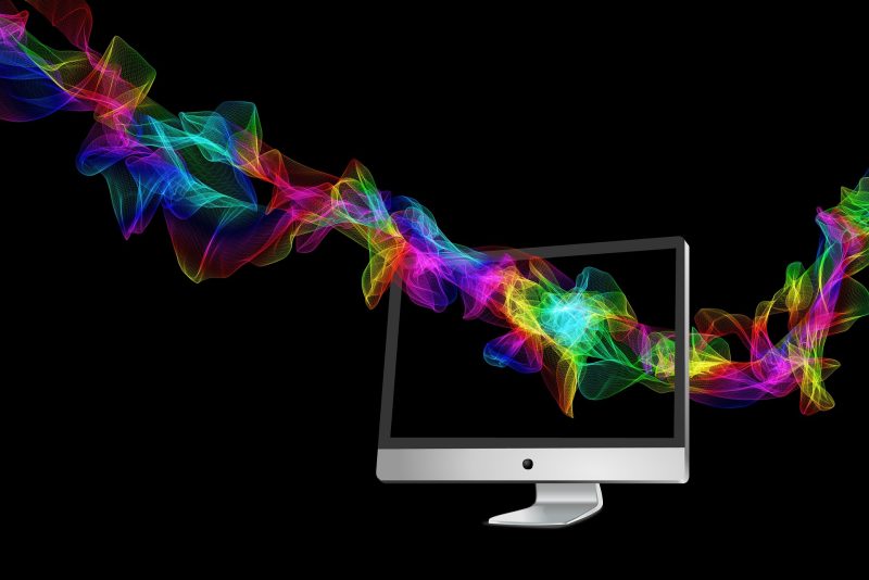 computer with a ray of color